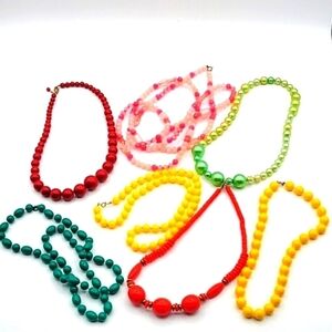 LOT of Vintage Beaded Necklaces Colorful Various Materials and Lengths